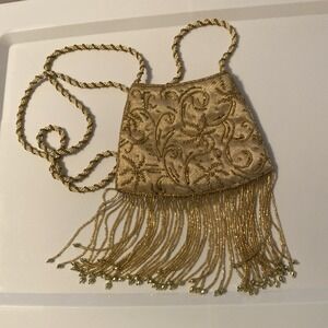 La Regale‎ Vintage Gold Beaded Cocktail Purse